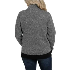 Cinch Ladies 1/4 Zip Black And Grey Chevron Sweater MAK9822002 -RodeoGearShop 2002 bk