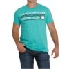 Cinch Men's "Lead, Don't Follow" SS Turquoise T-Shirt MTT1690454 -RodeoGearShop 454 fnt