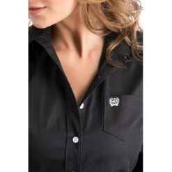 Cinch Ladies Solid Black Button-Down Shirt MSW9164027 -RodeoGearShop 57 dd43725c f834 4070 a06c 01f6882bf4ad