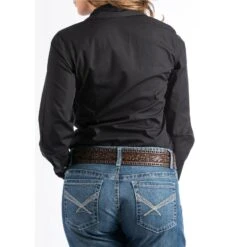 Cinch Ladies Solid Black Button-Down Shirt MSW9164027 -RodeoGearShop 57 f33bf041 a9ca 4e90 9824 951d56a939da