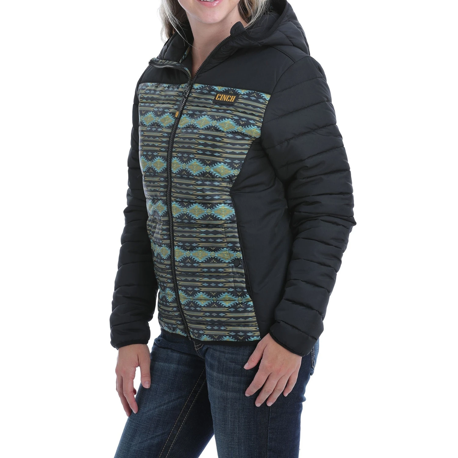 Cinch LadiesPuffer Black Aztec Hooded Jacket MAJ9852001 5 Cinch LadiesPuffer Black Aztec Hooded Jacket MAJ9852001 - Image 3