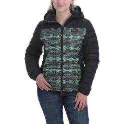 Cinch LadiesPuffer Black Aztec Hooded Jacket MAJ9852001