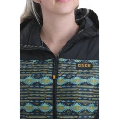 Cinch LadiesPuffer Black Aztec Hooded Jacket MAJ9852001 9 Cinch LadiesPuffer Black Aztec Hooded Jacket MAJ9852001 -RodeoGearShop MAJ9852001 4