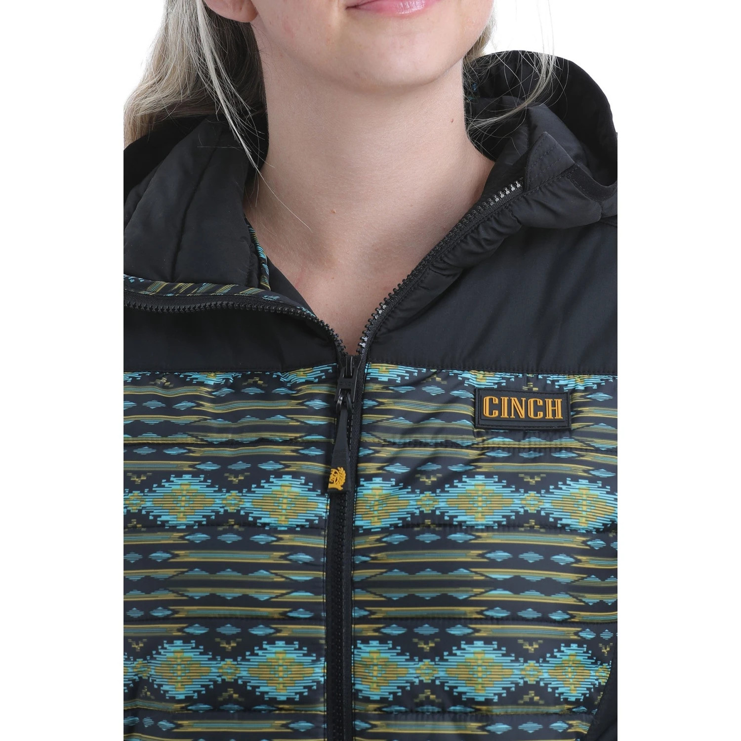 Cinch LadiesPuffer Black Aztec Hooded Jacket MAJ9852001 6 Cinch LadiesPuffer Black Aztec Hooded Jacket MAJ9852001 - Image 4