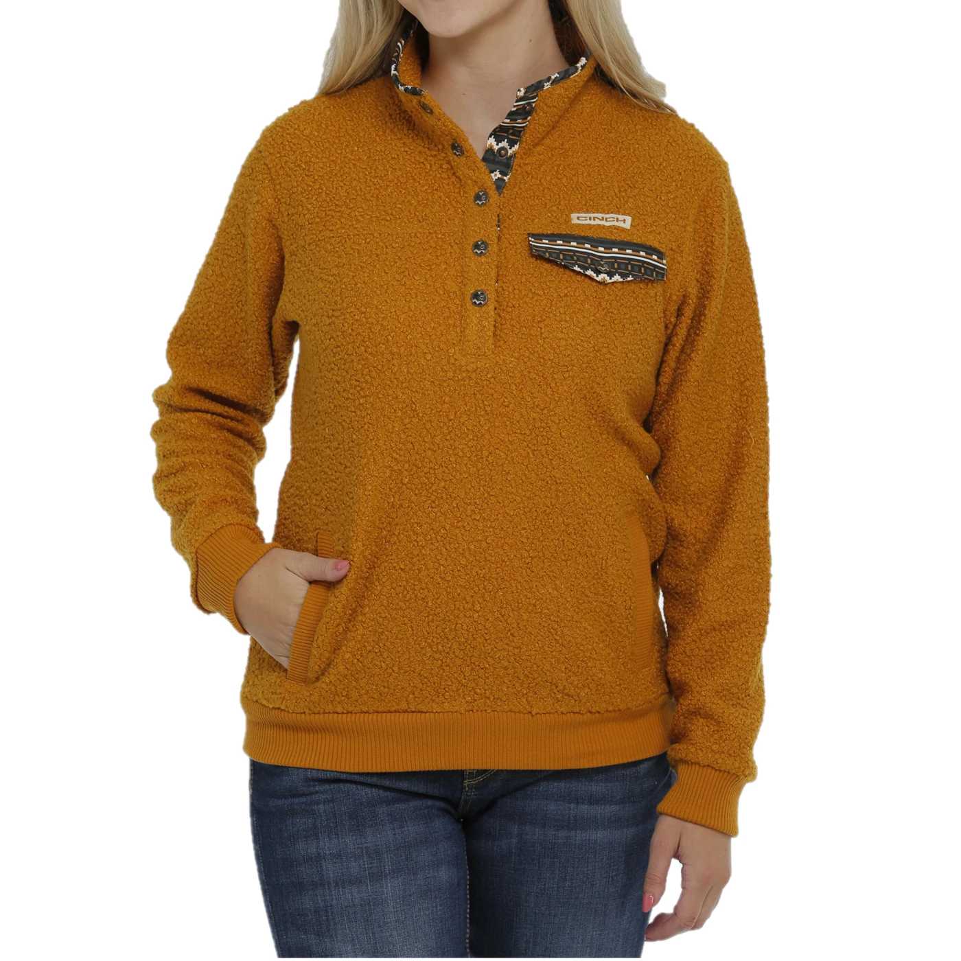 Cinch® Ladies Gold Teddy Bear Fleece Pullover MAK9817001 6 Cinch® Ladies Gold Teddy Bear Fleece Pullover MAK9817001 - Image 4