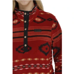 Cinch® Ladies Red Aztec Printed Fleece Pullover MAK9820008 -RodeoGearShop MAK9820008 2