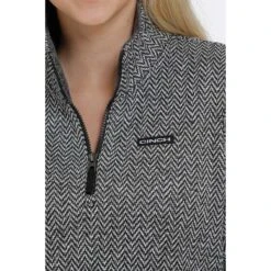 Cinch Ladies 1/4 Zip Black And Grey Chevron Sweater MAK9822002 -RodeoGearShop MAK9822002 4