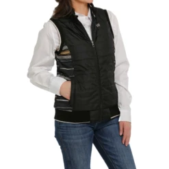 Cinch® Ladies Striped Black Reversible Vest MAV9887001 10 Cinch® Ladies Striped Black Reversible Vest MAV9887001 -RodeoGearShop MAV9887001b
