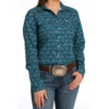 Cinch Ladies Areanflex Teal Button Down Shirt MSW9163017 -RodeoGearShop MSW9163017 1