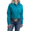 Cinch® Ladies Solid Teal Button Down Shirt MSW9164167 2 Cinch® Ladies Solid Teal Button Down Shirt MSW9164167 -RodeoGearShop MSW9164167