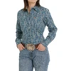 Cinch® Ladies Paisley Print Blue Button Down Shirt MSW9164197 -RodeoGearShop MSW9164197 1