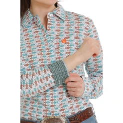 Cinch® Ladies White Geometric Button Down Shirt MSW9164201 -RodeoGearShop MSW9164201 1