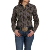 Cinch® Ladies Black Paisley Printed Button Down Shirt MSW9201038 -RodeoGearShop MSW9201038a