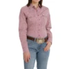 Cinch® Ladies Geometric Pink Button Down Shirt MSW9201040 -RodeoGearShop MSW9201040a