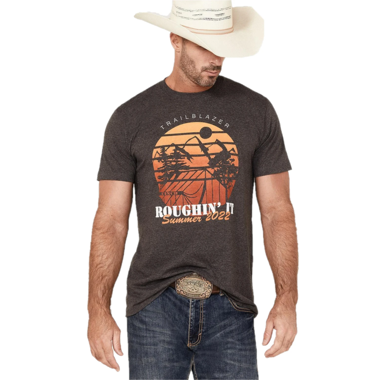 Cinch® Men's "Roughin' It" Graphic Charcoal Gray T- Shirt MTT1690519 3 Cinch® Men's "Roughin' It" Graphic Charcoal Gray T- Shirt MTT1690519
