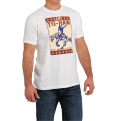 Cinch® Men's "Camp Yee-Haw Keep America Cowboy" White Tee MTT1690541 -RodeoGearShop MTT1690541 4