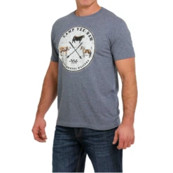 Cinch® Men's "Camp Yee-Haw" Graphic Heather Blue T-shirt MTT1690543 -RodeoGearShop MTT1690543 1