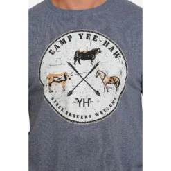 Cinch® Men's "Camp Yee-Haw" Graphic Heather Blue T-shirt MTT1690543 -RodeoGearShop MTT1690543 3
