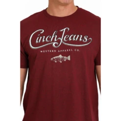 Cinch® Men's Graphic Logo Heather Burgundy T- Shirt MTT1690552 -RodeoGearShop MTT1690552 2