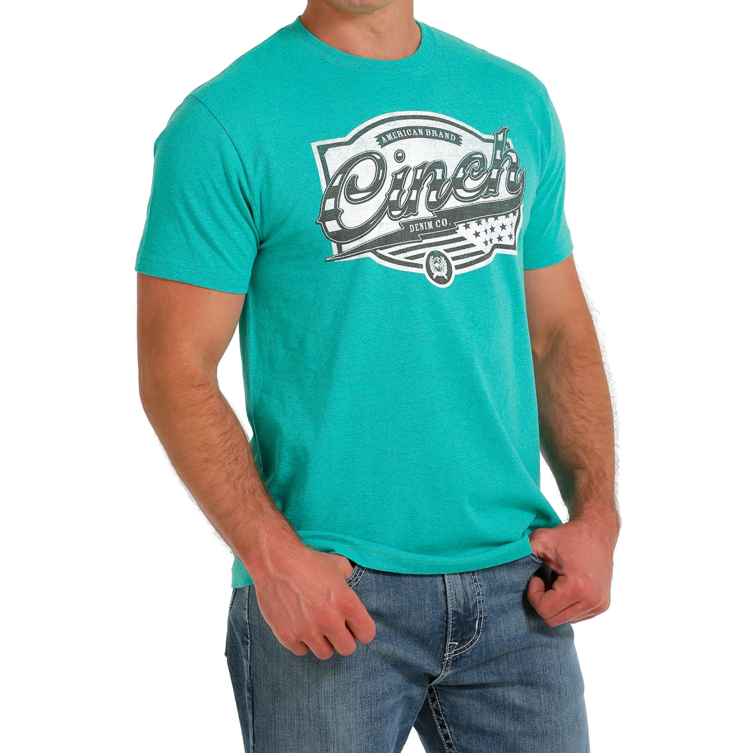 Cinch Men's Turquoise American Bran Denim Co. T-Shirt MTT1690572 4 Cinch Men's Turquoise American Bran Denim Co. T-Shirt MTT1690572 - Image 2