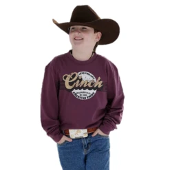 Cinch® Youth Boy's Burgundy Logo Graphic T-Shirt MTT7630014