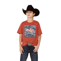 Cinch® Boy's "Cinch Up" Red Short Sleeve T-Shirt MTT7670118