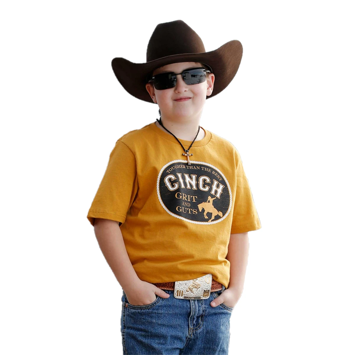 Cinch® Youth Boy's 'Grit And Guts' Yellow Gold T-Shirt MTT7670122 3 Cinch® Youth Boy's 'Grit And Guts' Yellow Gold T-Shirt MTT7670122