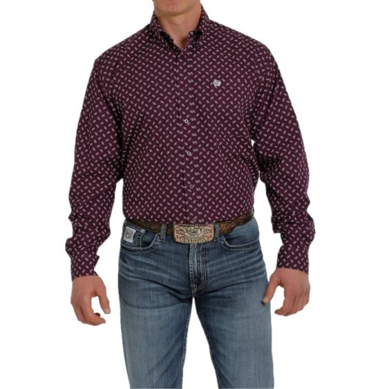 Cinch® Men's Geo Print Purple & White Button Down Shirt MTW1105351 4 Cinch® Men's Geo Print Purple & White Button Down Shirt MTW1105351 - Image 2