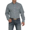 Cinch® Men's Light Blue Geometric Printed Button Down Shirt MTW1105434 -RodeoGearShop MTW1105434