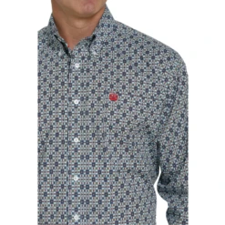 Cinch® Men's Light Blue Geometric Printed Button Down Shirt MTW1105434 7 Cinch® Men's Light Blue Geometric Printed Button Down Shirt MTW1105434 -RodeoGearShop MTW1105434 2