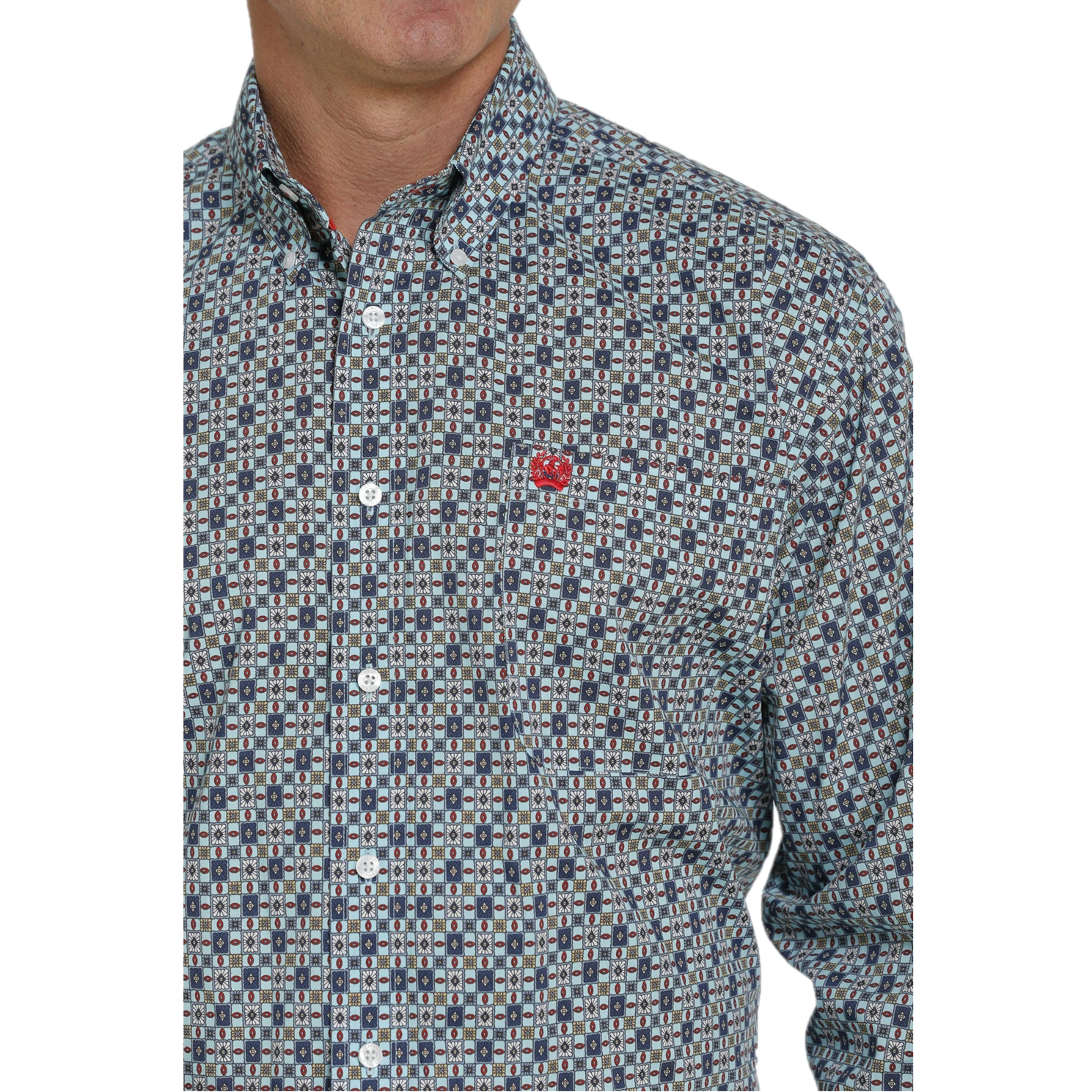 Cinch® Men's Light Blue Geometric Printed Button Down Shirt MTW1105434 5 Cinch® Men's Light Blue Geometric Printed Button Down Shirt MTW1105434 - Image 3