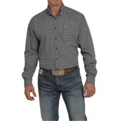 Cinch® Men's Geometric Print Navy Button Down Shirt MTW1105449