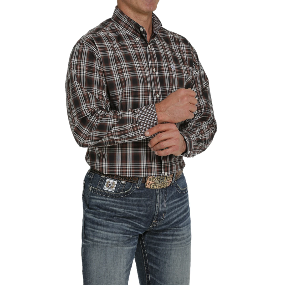 Cinch® Men's Plaid Brown Button Down Shirt MTW1105452 4 Cinch® Men's Plaid Brown Button Down Shirt MTW1105452 - Image 2