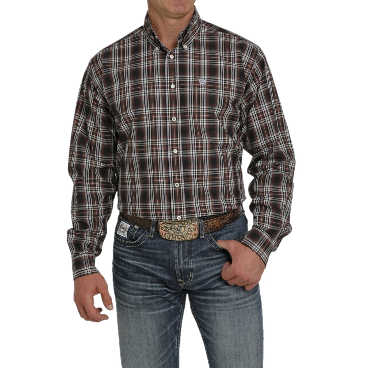 Cinch® Men's Plaid Brown Button Down Shirt MTW1105452 3 Cinch® Men's Plaid Brown Button Down Shirt MTW1105452