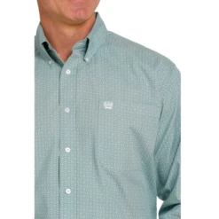 Cinch® Men's Geometric Printed Light Blue Button Down Shirt MTW1105469 -RodeoGearShop MTW1105469 2