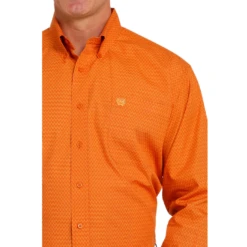 Cinch® Men's Zig Zag Print Orange Button Down Shirt MTW1105475 7 Cinch® Men's Zig Zag Print Orange Button Down Shirt MTW1105475 -RodeoGearShop MTW1105475 2