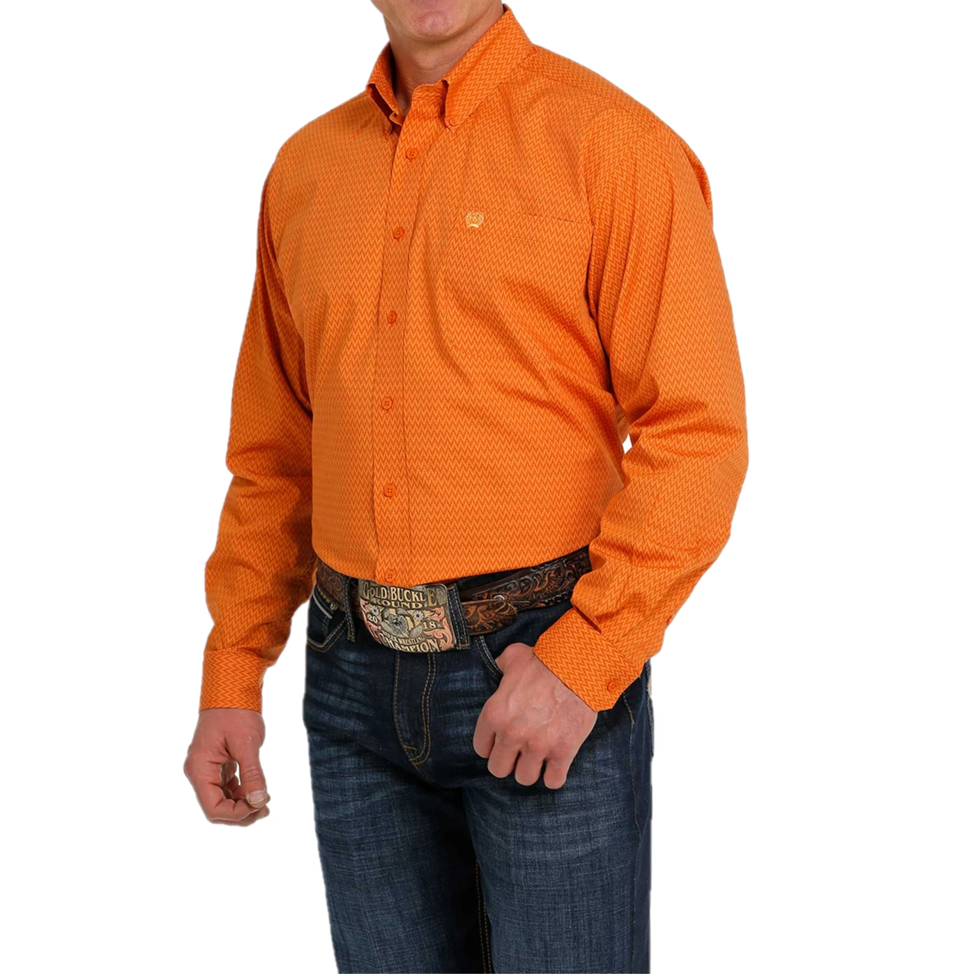 Cinch® Men's Zig Zag Print Orange Button Down Shirt MTW1105475 4 Cinch® Men's Zig Zag Print Orange Button Down Shirt MTW1105475 - Image 2