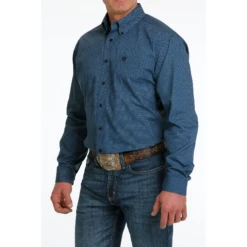 Cinch® Men's Diamond Printed Blue Button Down Shirt MTW1105510 -RodeoGearShop MTW1105510 2