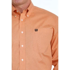 Cinch® Men's Orange Geometric Print Button Down Shirt MTW1105522 7 Cinch® Men's Orange Geometric Print Button Down Shirt MTW1105522 -RodeoGearShop MTW1105522 1