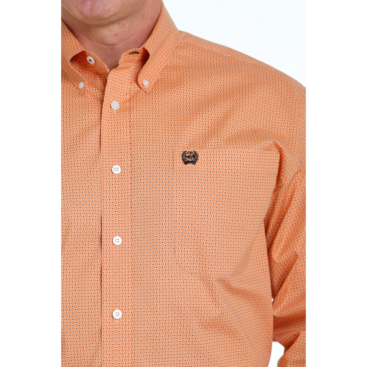 Cinch® Men's Orange Geometric Print Button Down Shirt MTW1105522 5 Cinch® Men's Orange Geometric Print Button Down Shirt MTW1105522 - Image 3