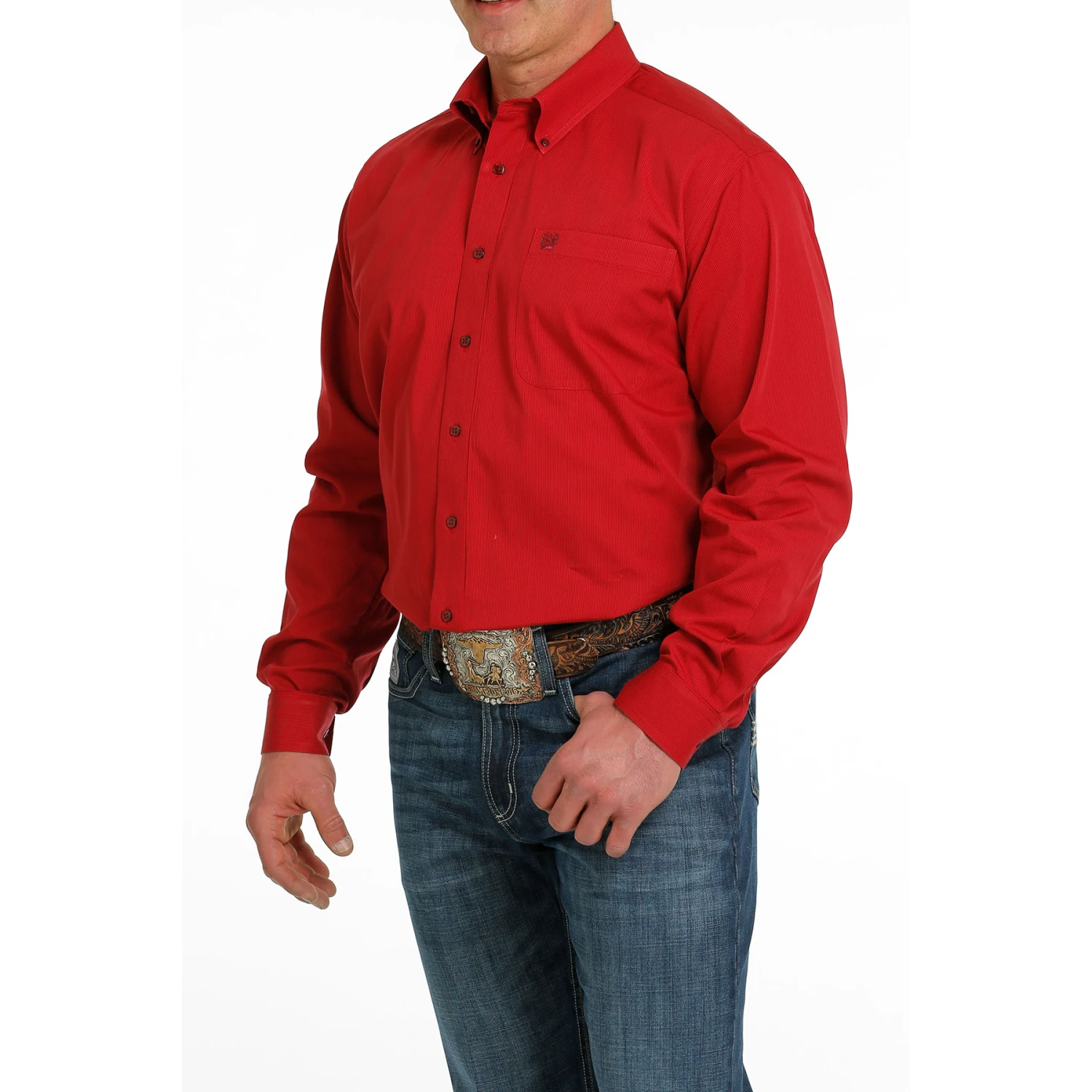 Cinch® Men's Classic Fit Pinstripe Red Button Down Shirt MTW1105526 4 Cinch® Men's Classic Fit Pinstripe Red Button Down Shirt MTW1105526 - Image 2