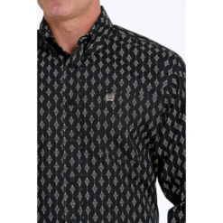 Cinch® Men's Diamond Print Black Button Down Shirt MTW1105531 -RodeoGearShop MTW1105531 2