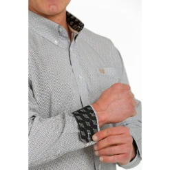 Cinch® Men's Geometric Print Grey Button Down Shirt MTW1105534 7 Cinch® Men's Geometric Print Grey Button Down Shirt MTW1105534 -RodeoGearShop MTW1105534 2