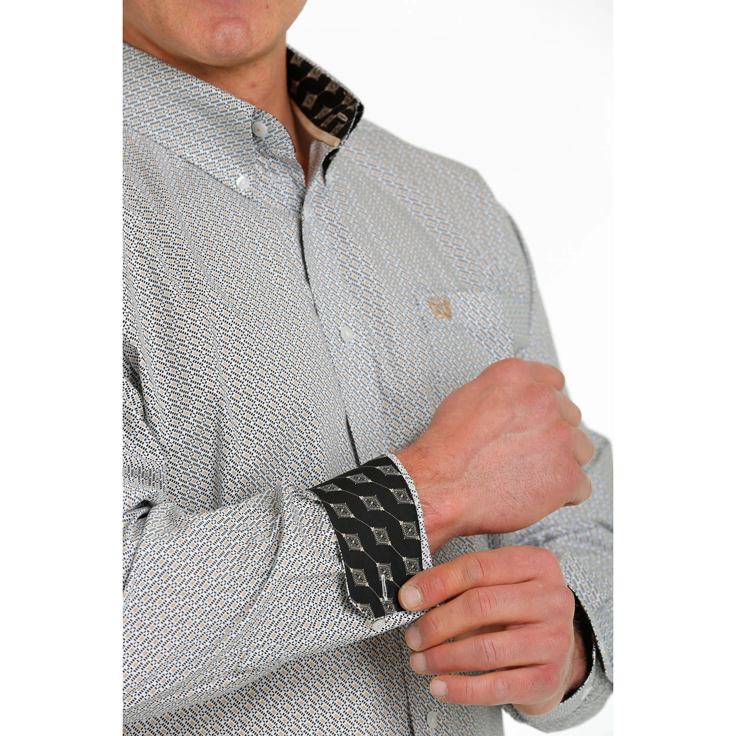Cinch® Men's Geometric Print Grey Button Down Shirt MTW1105534 5 Cinch® Men's Geometric Print Grey Button Down Shirt MTW1105534 - Image 3
