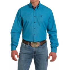Cinch® Men's Micro-Stripe Turquoise Button Down Shirt MTW1105564 -RodeoGearShop MTW1105564