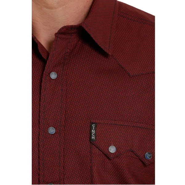 Cinch® Men's Western Plain Red Weave Button Up Shirt MTW1301055 4 Cinch® Men's Western Plain Red Weave Button Up Shirt MTW1301055 - Image 2