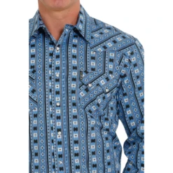 Cinch® Men's Aztec Printed Blue Button Down Shirt MTW1301062 -RodeoGearShop MTW1301062 2