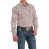 Cinch® Men's Modern Red & White Geometric Print Snap Shirt MTW1301063 -RodeoGearShop MTW1301063