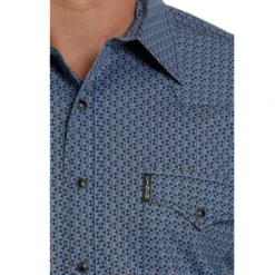 Cinch® Men's Western Topstitch Blue Snap Down Shirt MTW1303055 7 Cinch® Men's Western Topstitch Blue Snap Down Shirt MTW1303055 -RodeoGearShop MTW1303055 2