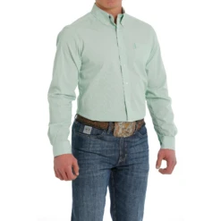 Cinch® Men's Striped Green Button Down Shirt MTW1347071